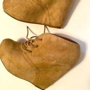 Brown suede wedges
